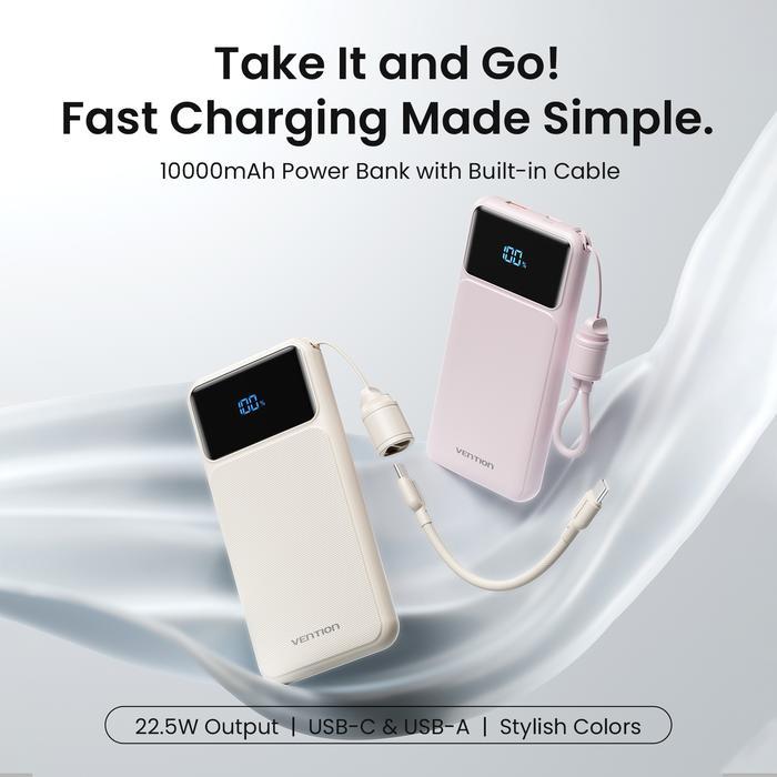 Vention Gadget - Vention Ccc Powerbank X Series Built-In Cable Fast Charging 10000Mah 20000Mah Led