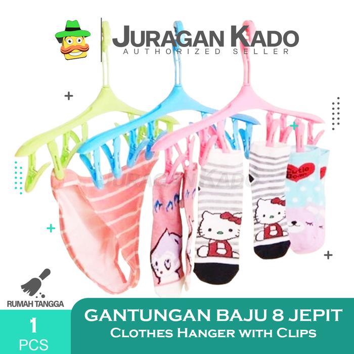 Hanger Clips 8In1 Gantungan Jepit Jemur Kaos Kaki Cd Bra Hanger Jepitan Gantungan Baju