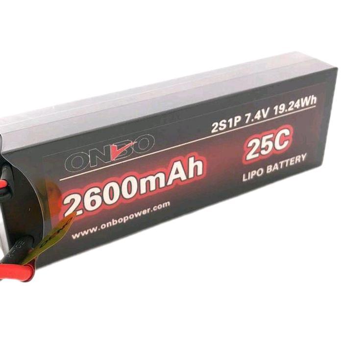 Lipo 2S Hardcase 7.4V 2600Mah 25C Baterai Onbo Power