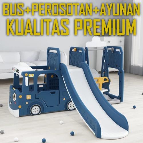 MAINAN ANAK Tayo bus SLIDE SWING PEROSOTAN LITTLE PUMPKINS TOYS - Biru