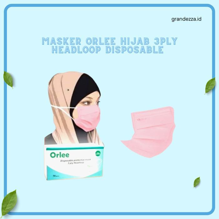 Original Masker ORLEE Populer 3Ply 3 Ply Masker model Medis Hijab Headloop Disposable 100% Original