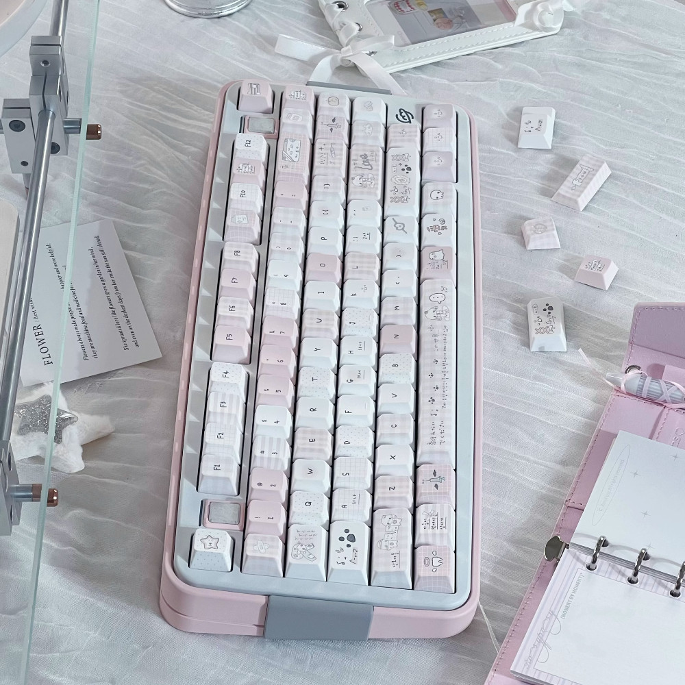 Somnambulism Theme Keycap Set 131Key PBT Cute Minimalist Keyboard Cap Cherry Profile KeyCap for