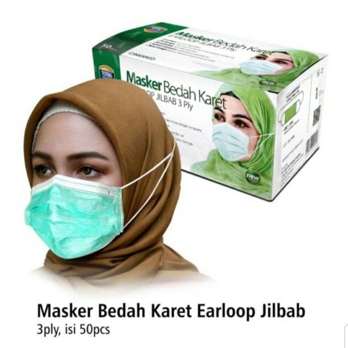 TERLARIS masker bedah karet hijab Onemed/masker medis hijab Onemed