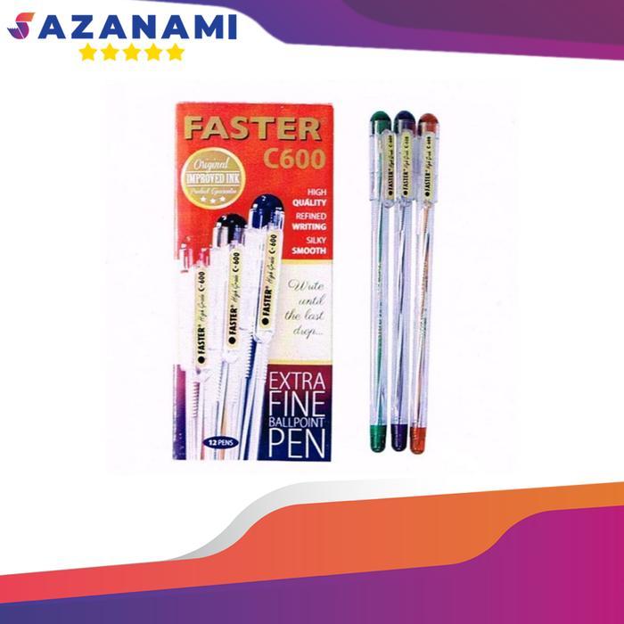 TERLARISS FASTER PEN PULPEN C600 EXTRA FINE 1 KOTAK 1 LUSIN BALLPOINT BOLPEN