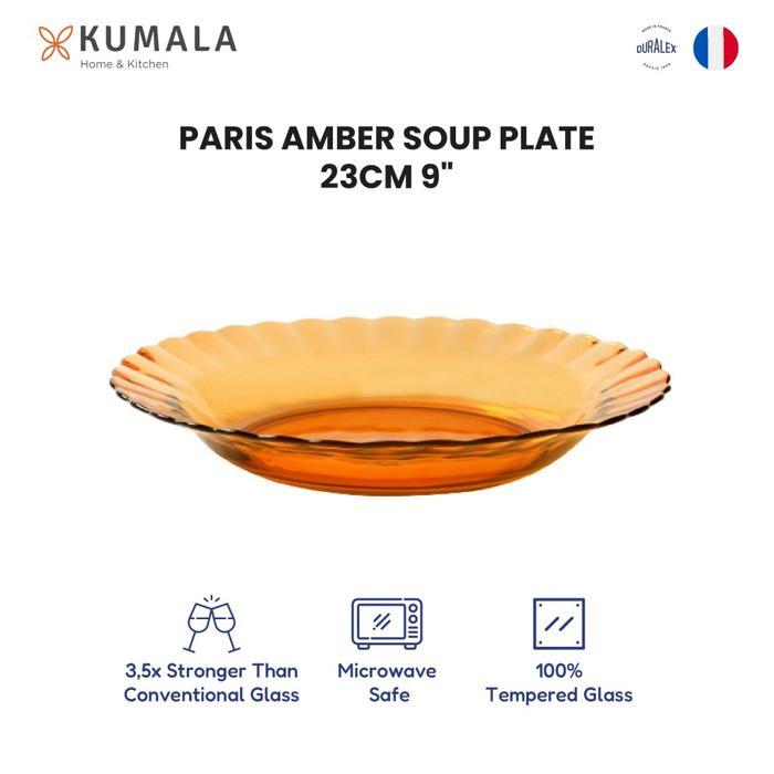 Duralex Paris Soup Plate Amber 23Cm 6Pcs - Mangkuk Makan Kaca