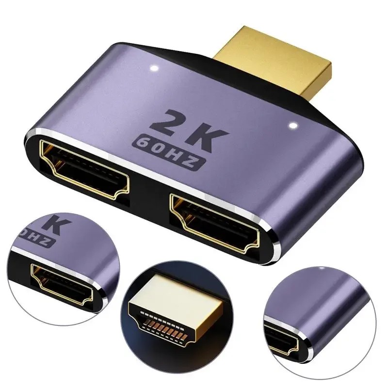 HDMI-Compatible To Dual HDMI Adapter HD 2K Dual Output Splitter Monitor Adapter 1 To 2 HDMI Male To