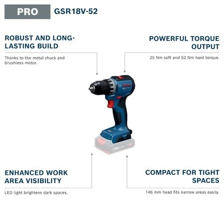 BOSCH GSR 18V52 PRO Cordless DrillDriver Electric Drill Cordless Drill