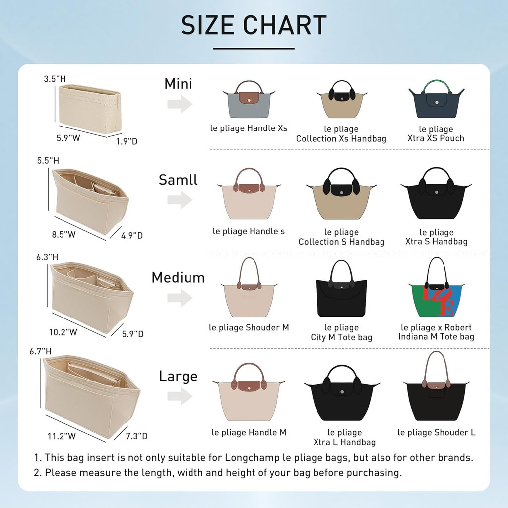 Organizer Insert For Longchamp Large Small Mini Size Totes Bag Felt Storage Bag Purse Insert Handbag