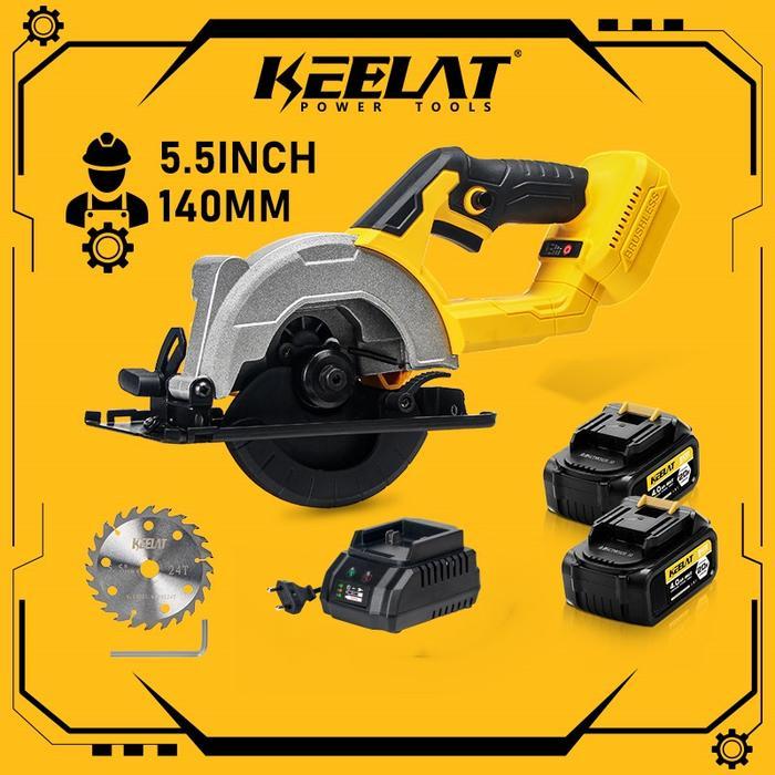 Monake - 5.5" Mesin Gergaji Potong Kayu Cordless Circular Saw Electric Wood Plastic Marble Cutter