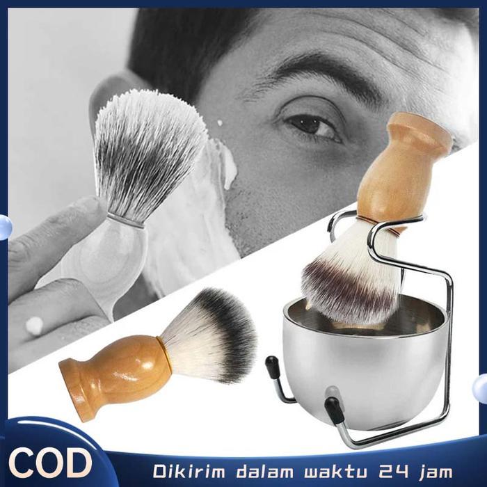 Perlengkapan Cukur Pria Barber Set dengan Kuas Cukur, Mangkok Shaving & Sikat Cukur Cream Bowl