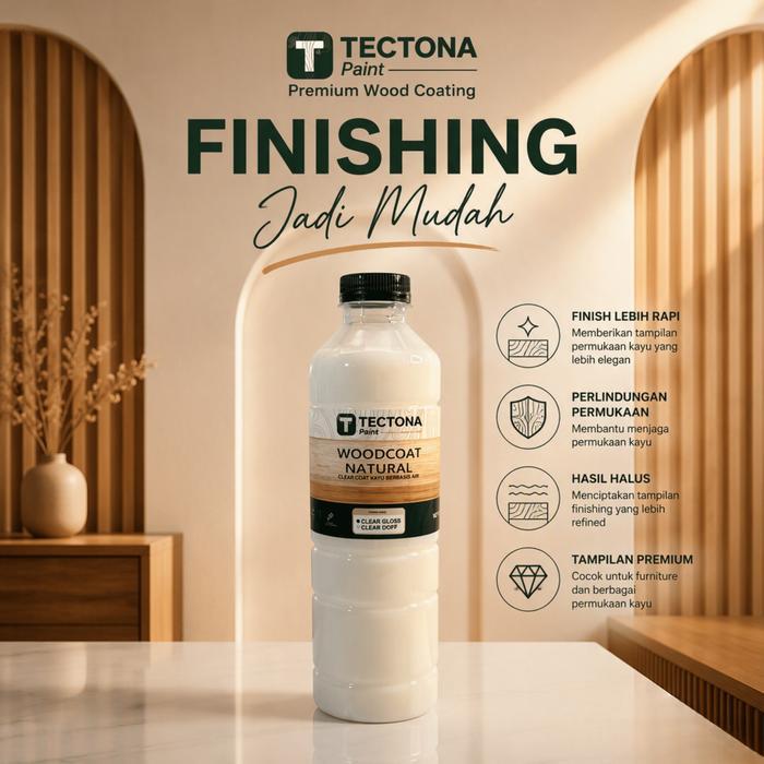 Cat Pelapis Kayu Woodcoat Clear Gloss & Doff Tectona Paint 500Ml 250Ml Pelapis Kayu Glossy & Doff