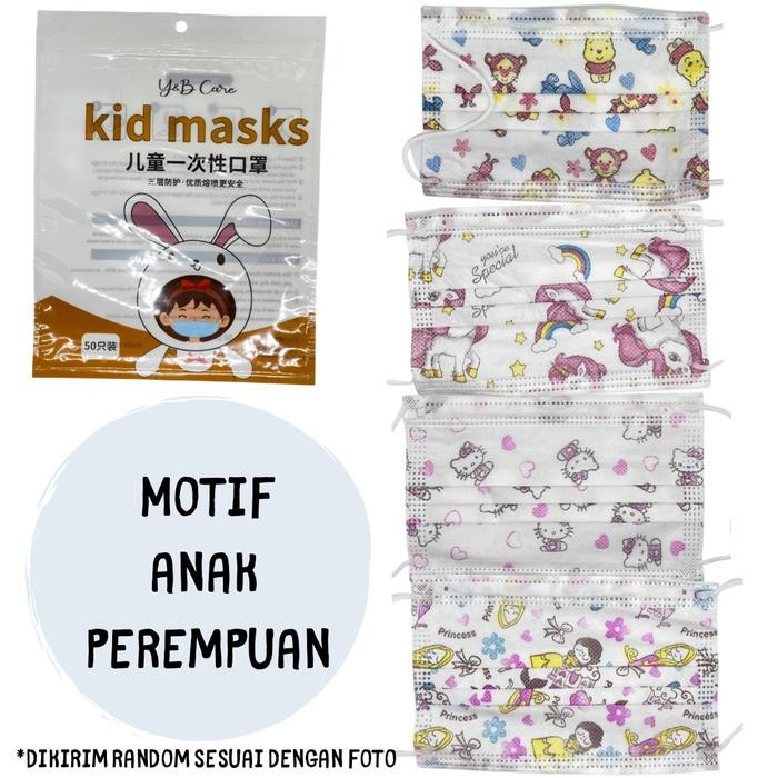 New MASKER ANAK 3ply isi 50pcs na Biru MERK BELLMASK Medical Grade