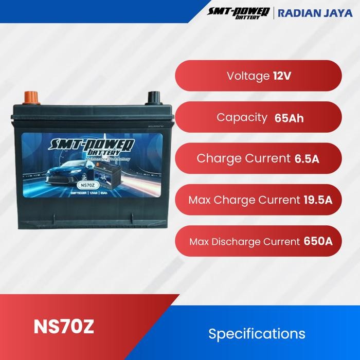 Terbaru Smt Power Battery Aki Mobil NS70Z 12 Volt 65 Ah Baterai Kering Mobil Maintenance Free