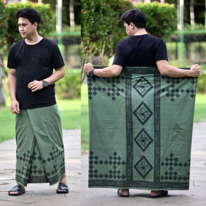 ORIGINAL SARUNG BATIK PRINT PRIA COWOK WARNA HIJAU MINT PUPUS SIMPLE KADO READY STOCK