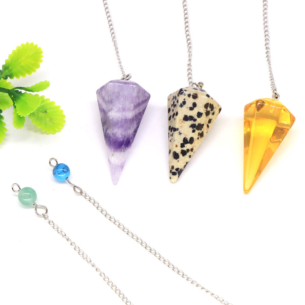Natural Stone Healing Crystal Pendulum For Divination Dowsing Reiki Quartz Pendulo Jewelry Pendant