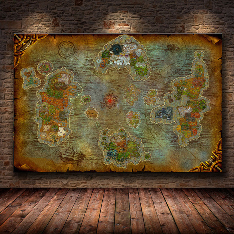 Classic Pop Game World of Warcraft Series Art Map Posters Canvas Painting Wall Prints Picture Living