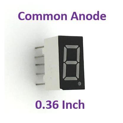 1 DIGIT 7 SEGMENT 0.36 INCH COMMON ANODE RED 1 BIT SEVEN SEGMENT 0.36"