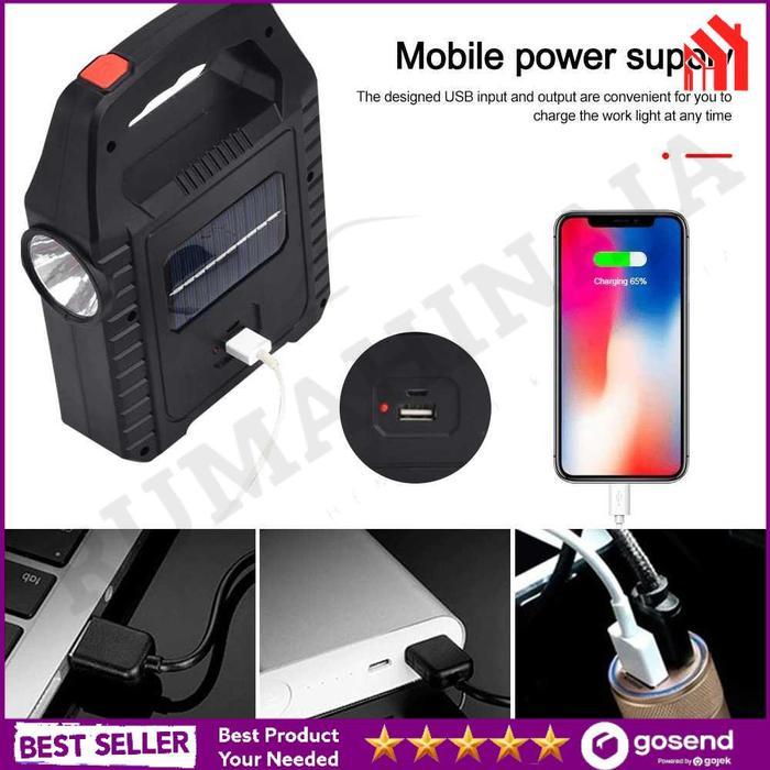 Lampu Camping Tenaga Surya Tenda Senter Tahan Lama Cas Isi Ulang