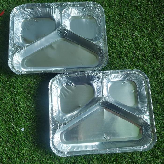 magg- [25Pcs] Aluminium Tray Bento Sekat 3 / Alumunium Bx 2193 Sekat 3 Food Grade