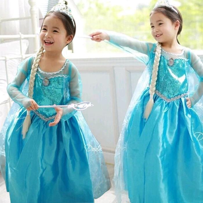 Dress Anak Kostum Frozen Elsa Baju Princess Anak Kecil Perempuan Original