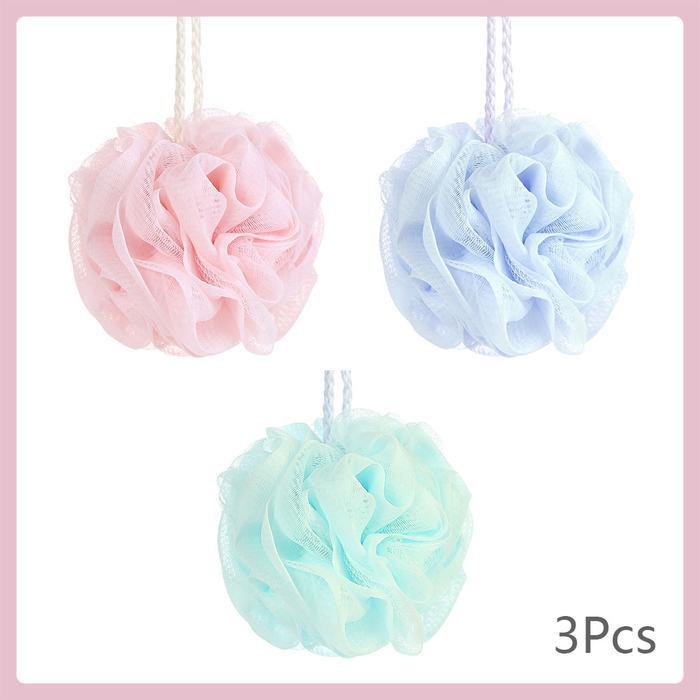 PROMO PRODUK MINISO MINISO Spons Mandi 3 Pcs Bubble Shower Puff Bath Sponge Jaring Set Loofah Mandi
