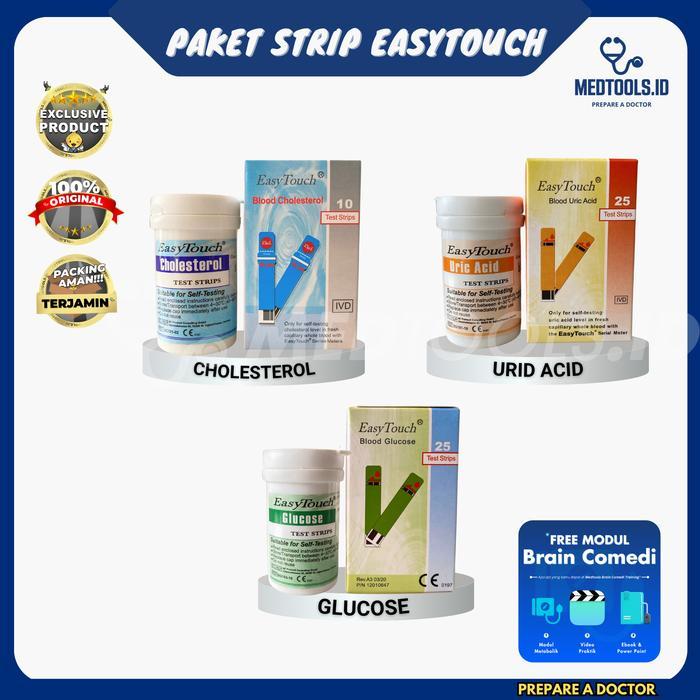 Paket Strip EasyTouch 3in1, Strip Easy Touch Kolesterol, Asam urat, Gu