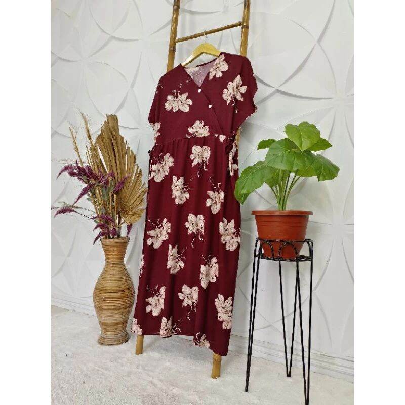 Daster Wanita Model Kimono Busui Friendly Lengan Pendek Panjang Semata Kaki Ukuran Jumbo Ld 120 Cm B