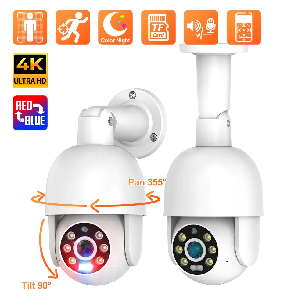 Techage 4K POE Security Camera Outdoor Camera PTZ Mobile Monitoring