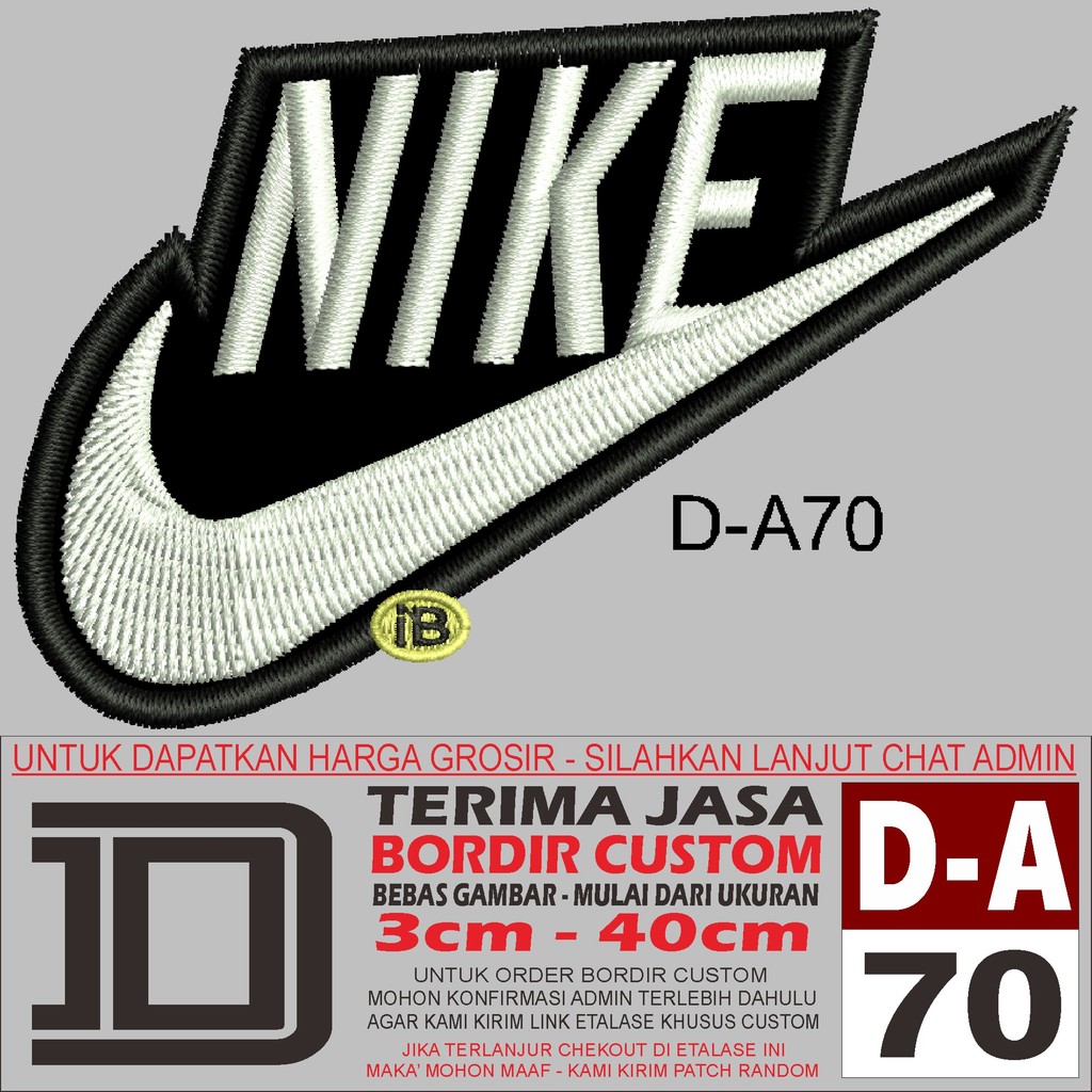 DD BORDIR PATCH LOGO 470 NIKE BLACK WHITE EMBROIDERY