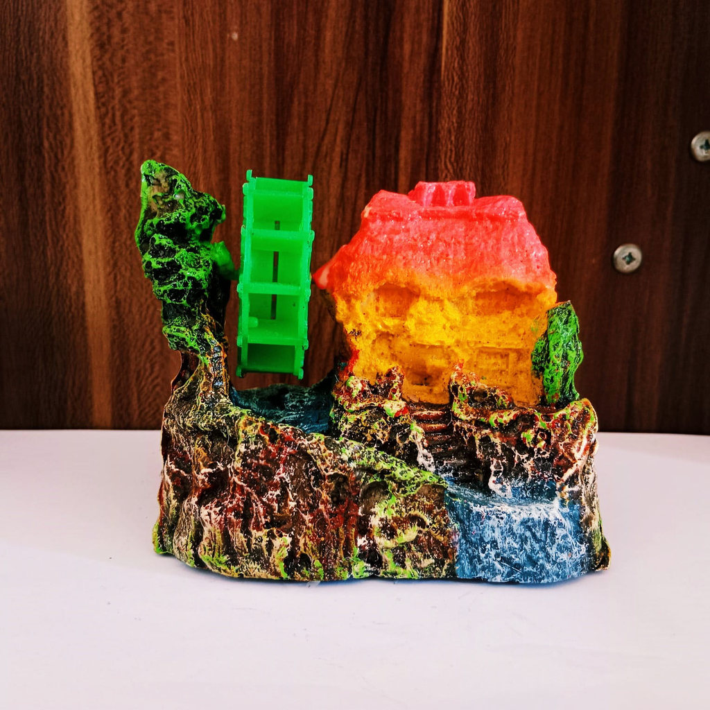 Hiasan aqaurium fiber gubuk kincir