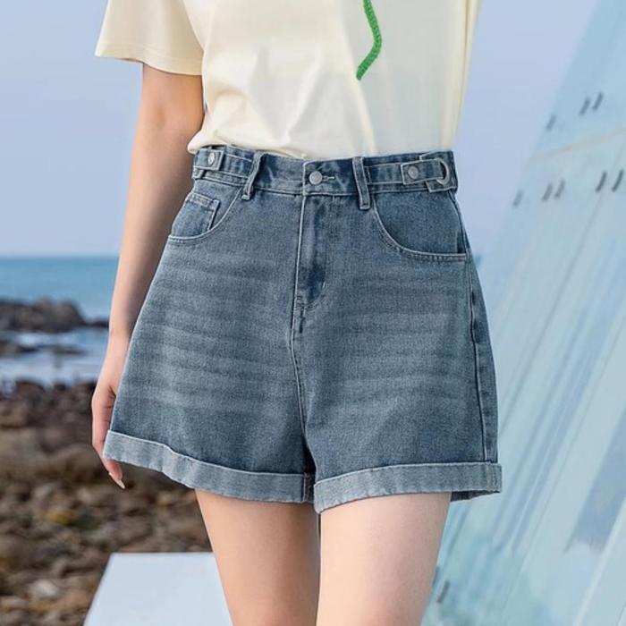 elsi- Jeans Wanita High Waist Hitam Import Hotpants Cewek Korean Style Stretch Denim Pendek