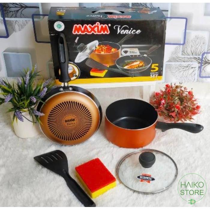 PANCI MAXIM VENICE SET 5 PCS WAJAN + PANCI TEFLON QUALITY ORIGINAL
