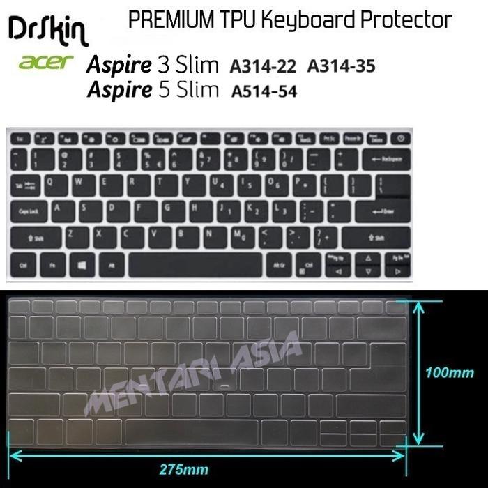 BERKUALITAS Keyboard Protector ACER Aspire 3 Slim A314-22 - DrSkin PREMIUM CLEAR