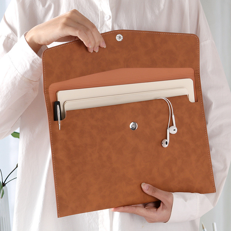 Leather Document Bag Office A4 Envelope Document Holder PU Leather A4 File Pouch Femmel Organizer