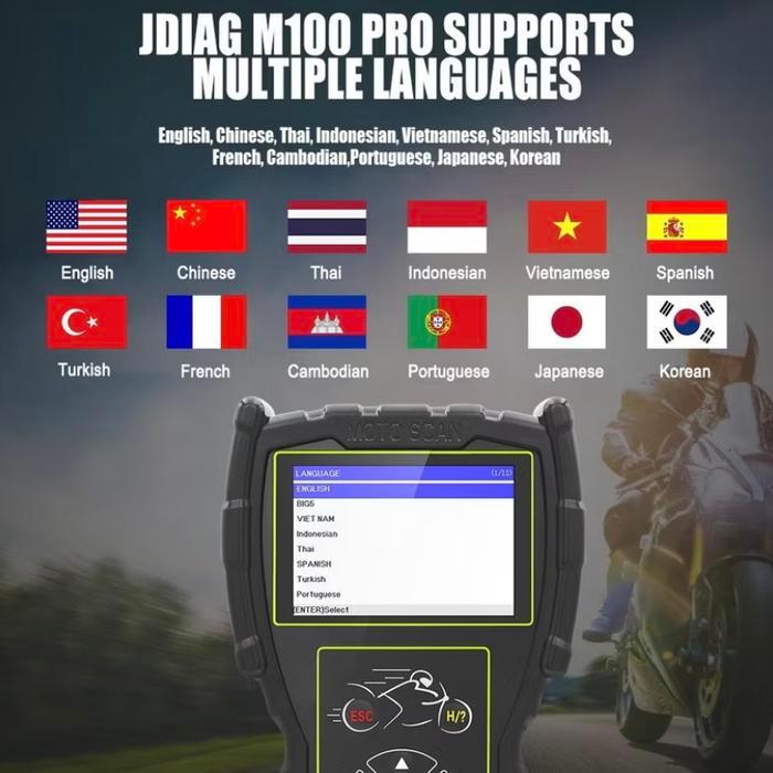 TERBARU JDiag M100 PRO Motor Scanner Function Diagnostic Tool ECU CO Motor Injeksi M-100PRO Scanner
