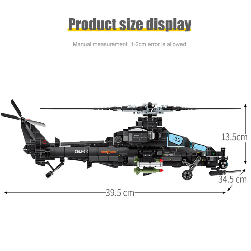 SEMBO 732PCS Military Helicopter Z-10 Model Building Blocks City SWAT Armed Aircraft Gunship Bricks
