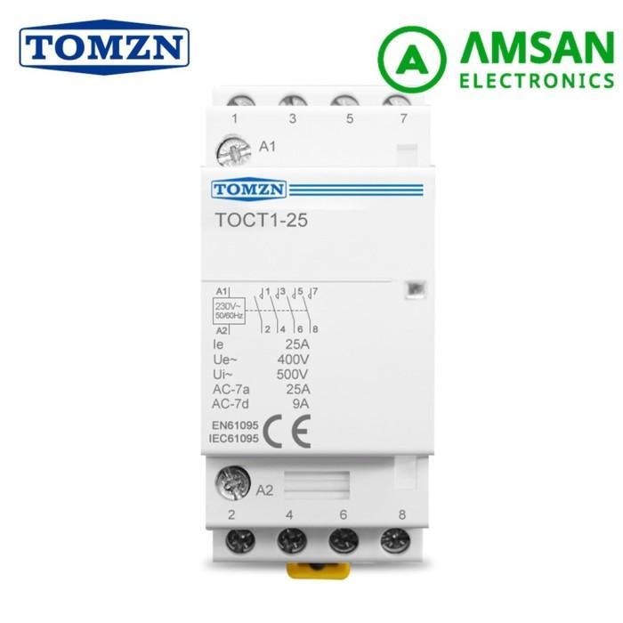 Kontaktor 2Nc2No Tomzn Toct1 4P 25A 2No 2Nc 220V Din Rail Kontaktor
