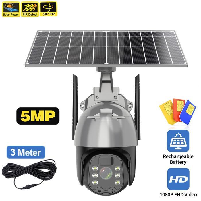 CCTV 4G GSM 5MP Solar Cell Kamera CCTV Solar Panel Surya Outdoor - tanpa sdcard