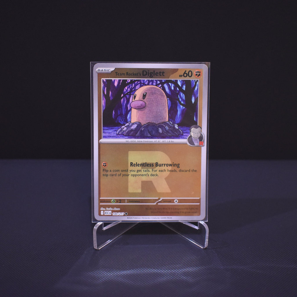 Team Rocket's Diglett (Team Rocket), 100/217, Ascended Heroes (ASC), Reverse Holo (RH), Kartu Pokemo
