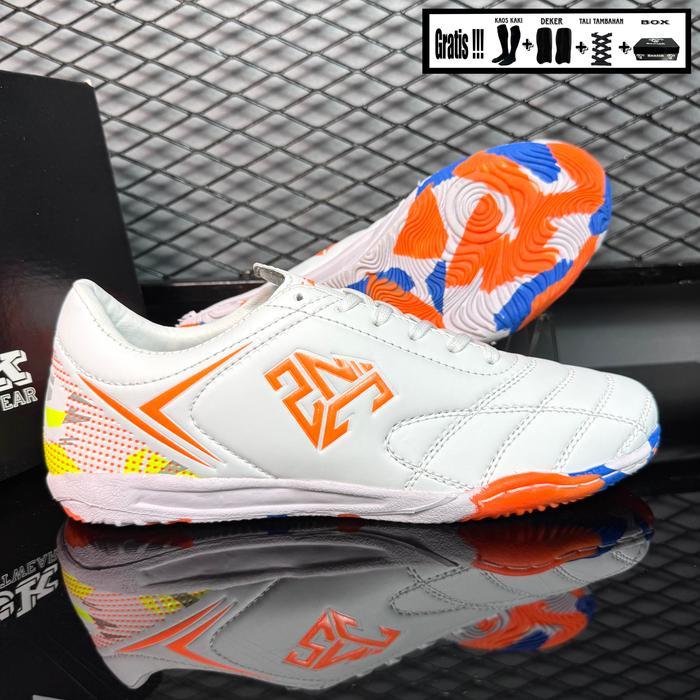 Original Sepatu Futsal Zanick Original Classic Putih Oren - Sol Bercak