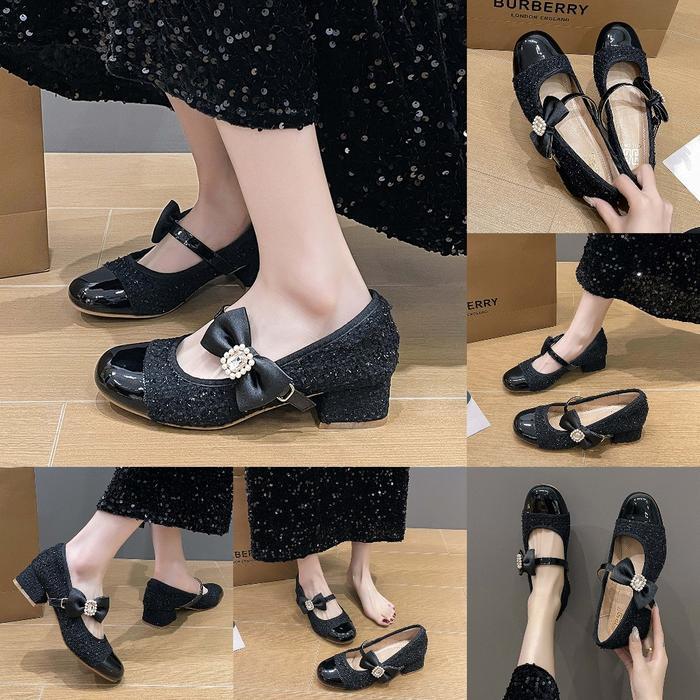 READY COLINE CLN-2851 Tweed Hak Tahu Wanita C1238 Shoes Heels High