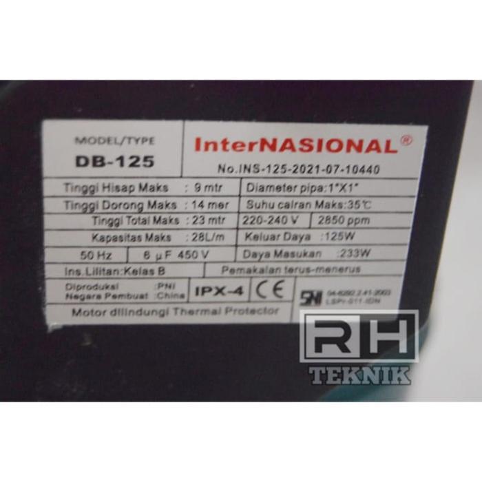 TERLARIS Pompa Air Listrik Internasional DB-125 / Pompa Air Listrik DB125