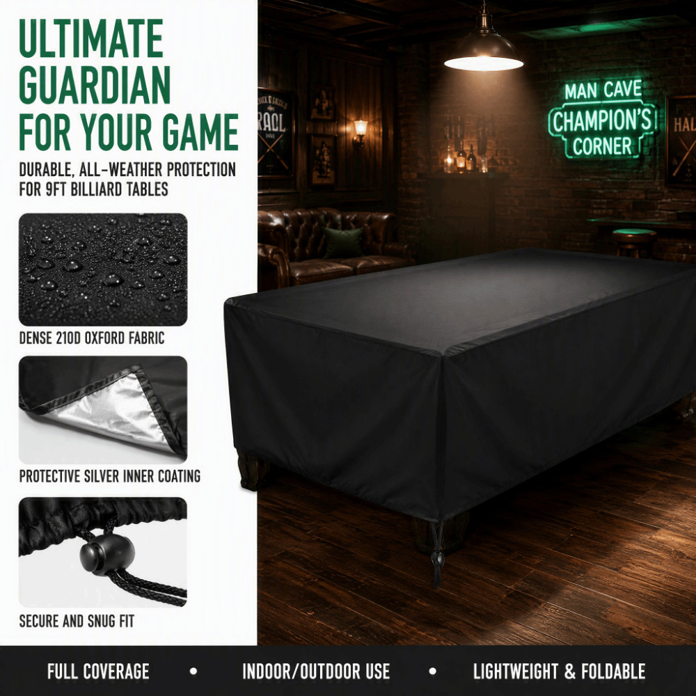 Black Color Billiard Table Cover 9ft Size Folding Structure Pool Table Cover Oxford Material