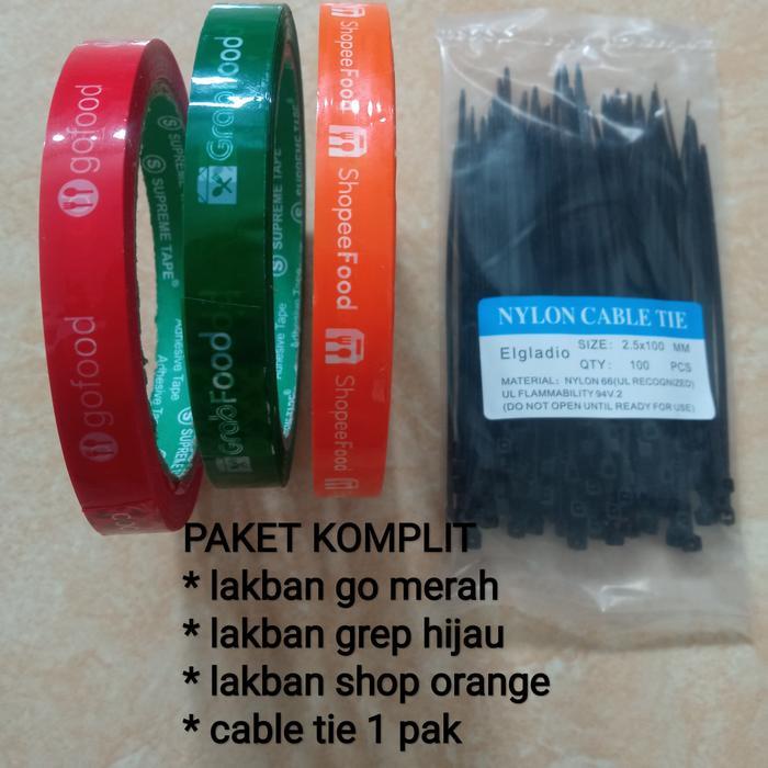 Paket Lakban Gofood Orange Food Grep Cable Tie Isolasi Gofood