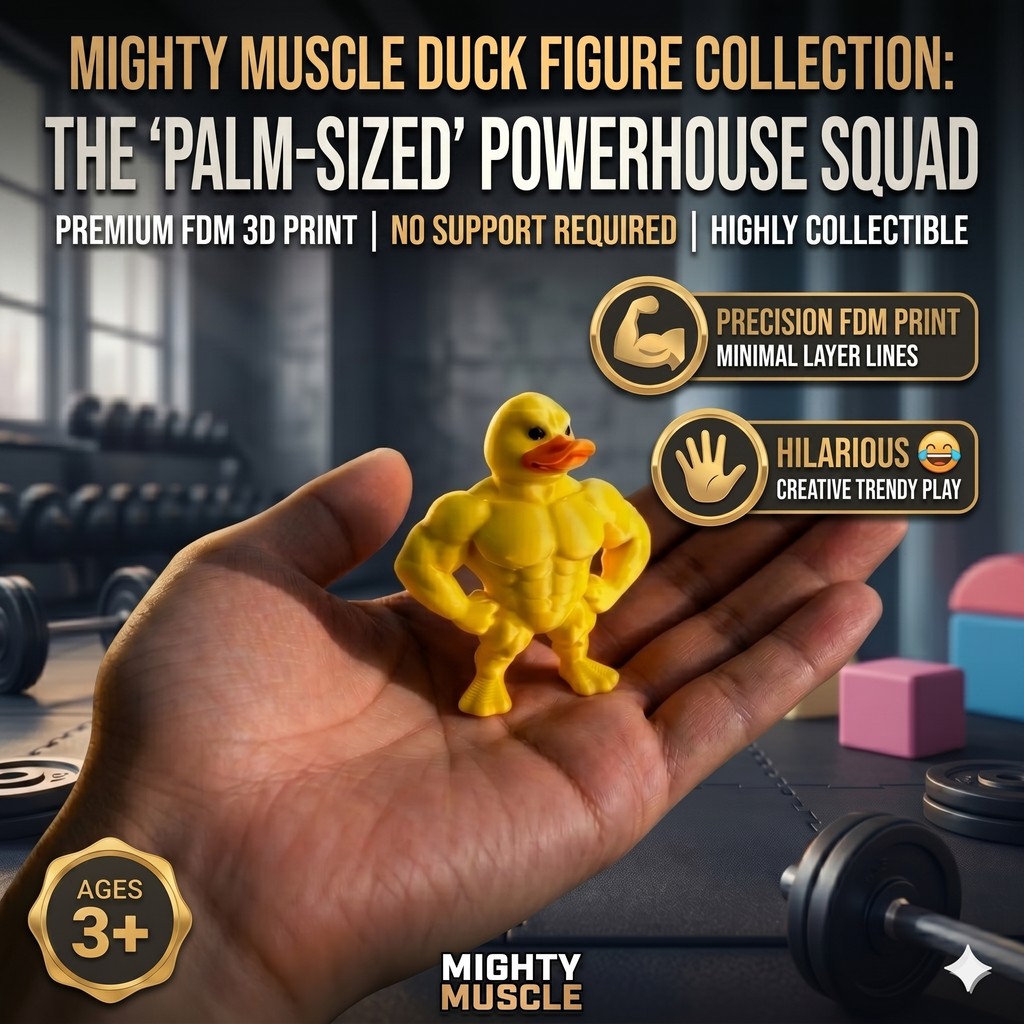 15 pieces 3D printed muscle animal figurines, children's toys, including muscle duck, muscle frog,