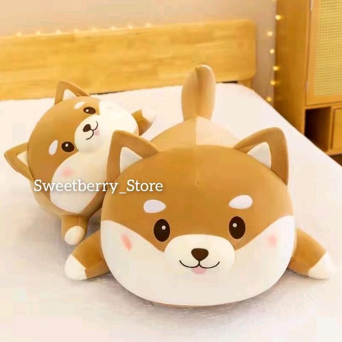 Boneka Lying Dog Shiba 35Cm - 50Cm #Gratisongkir