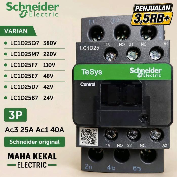Schneider Kontaktor Lc1D25Q7 380Vac, Lc1D25M7 220Vac, Lc1D25F7 110Vac, Lc1D25E7 48Vac, Lc1D25B7