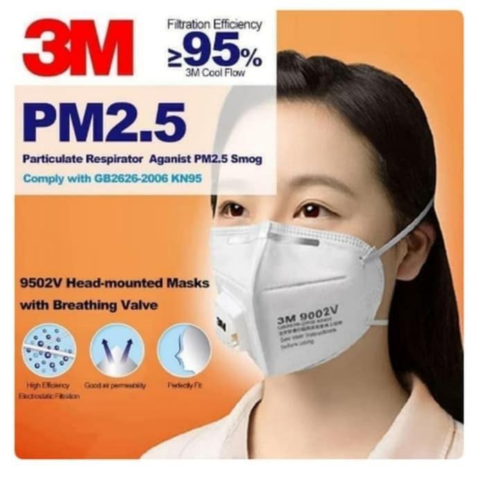 Masker Wajah N95 3M 9001 Dengan Ventilasi Filter Udara Anti Virus