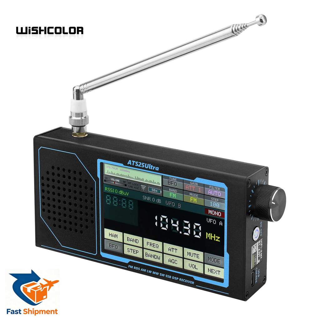 Wishcolor ATS25 ULTRA FM SW SSB MW LW AIR SDR Receiver Aviation Band Receiver Supports Bluetooth