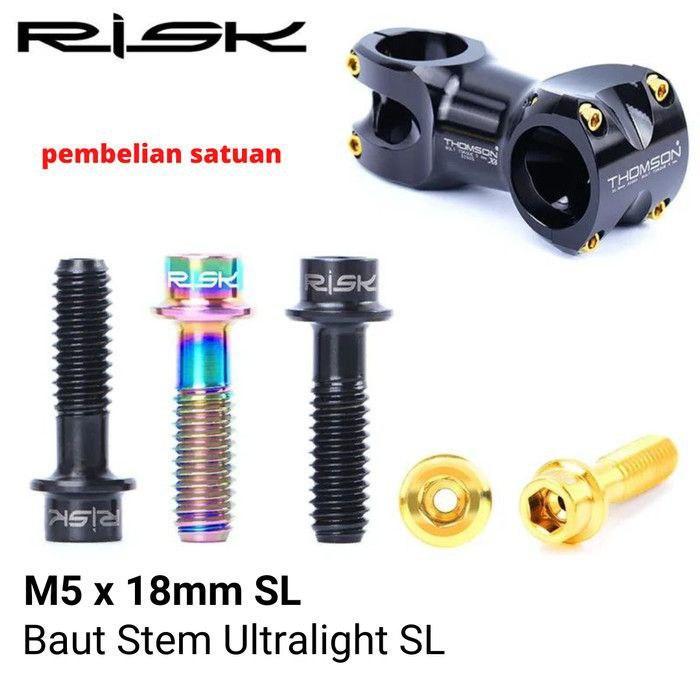 RISK TITANIUM BAUT STEM ULTRALIGHT SL M5 X 18 BOLT SEPEDA MTB ROADBIKE - BAUT STEM SEPEDA SERI